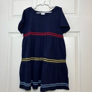 Hanna Andersson Blue and Red Tiered Puff Sleeve Dress Ric Rac Design 12